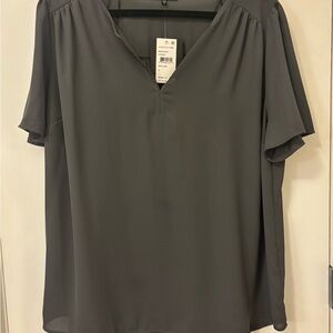 Pleione Women’s Hunter Green V-Neck Blouse 1X